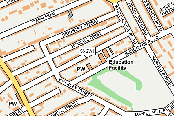S6 2WJ map - OS OpenMap – Local (Ordnance Survey)