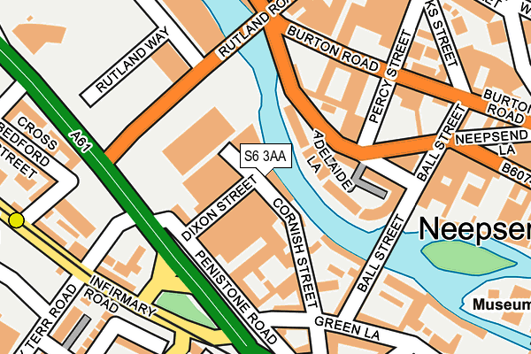 S6 3AA map - OS OpenMap – Local (Ordnance Survey)