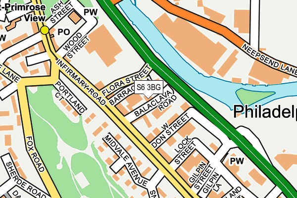 S6 3BG map - OS OpenMap – Local (Ordnance Survey)