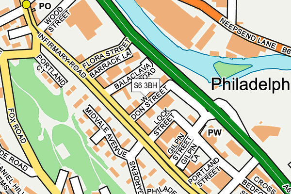 S6 3BH map - OS OpenMap – Local (Ordnance Survey)