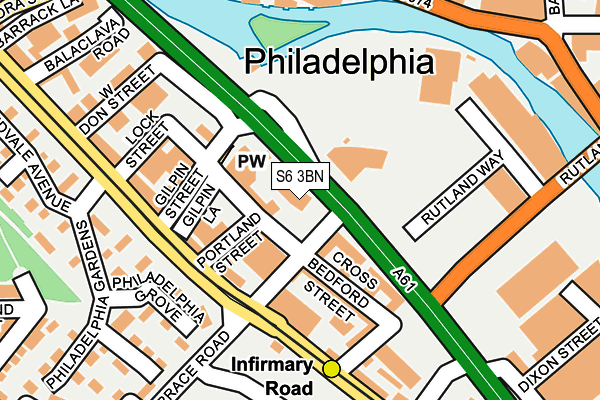 S6 3BN map - OS OpenMap – Local (Ordnance Survey)