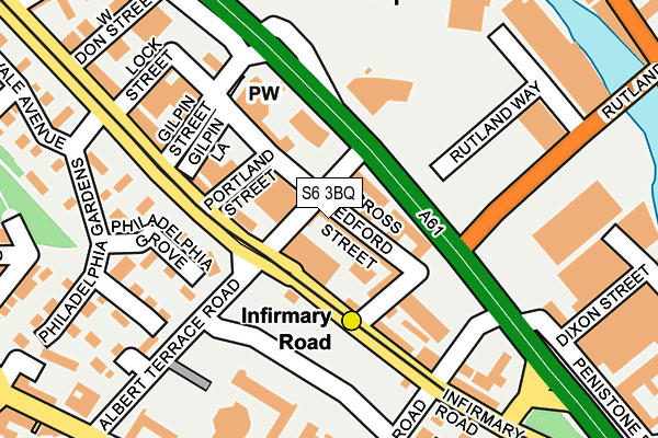 S6 3BQ map - OS OpenMap – Local (Ordnance Survey)