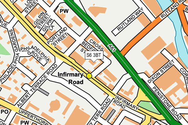 S6 3BT map - OS OpenMap – Local (Ordnance Survey)