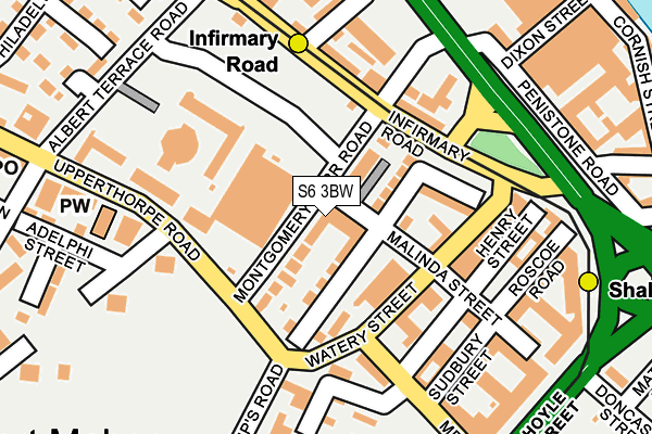 S6 3BW map - OS OpenMap – Local (Ordnance Survey)