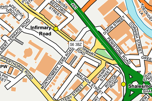 S6 3BZ map - OS OpenMap – Local (Ordnance Survey)