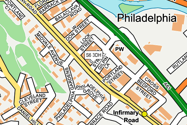 S6 3DH map - OS OpenMap – Local (Ordnance Survey)