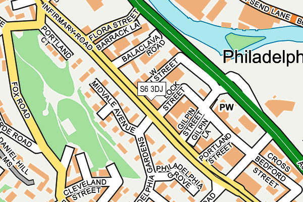 S6 3DJ map - OS OpenMap – Local (Ordnance Survey)