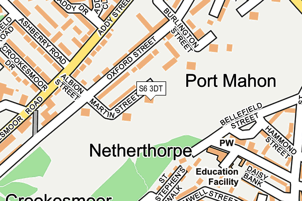 S6 3DT map - OS OpenMap – Local (Ordnance Survey)