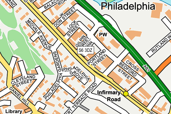 S6 3DZ map - OS OpenMap – Local (Ordnance Survey)