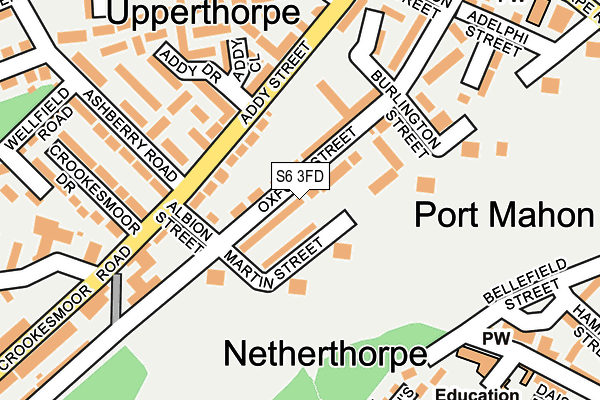 S6 3FD map - OS OpenMap – Local (Ordnance Survey)
