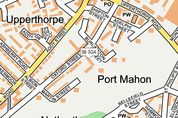 S6 3GA map - OS OpenMap – Local (Ordnance Survey)