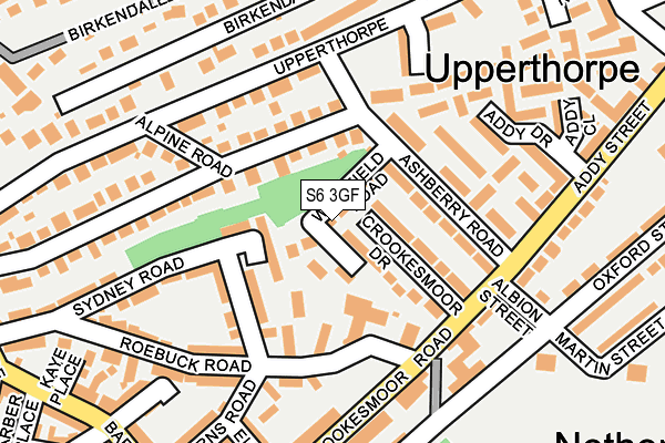 S6 3GF map - OS OpenMap – Local (Ordnance Survey)