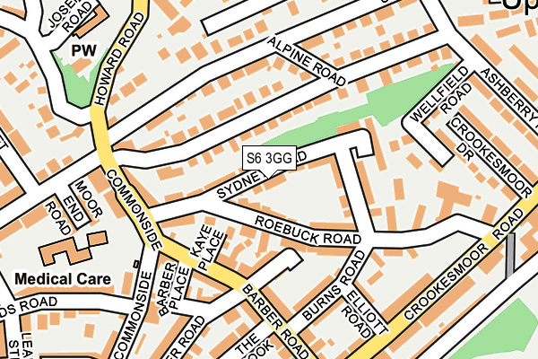 S6 3GG map - OS OpenMap – Local (Ordnance Survey)