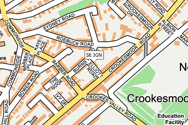 S6 3GN map - OS OpenMap – Local (Ordnance Survey)