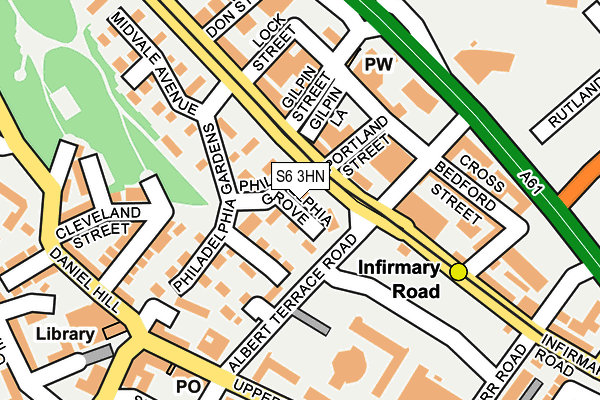 S6 3HN map - OS OpenMap – Local (Ordnance Survey)
