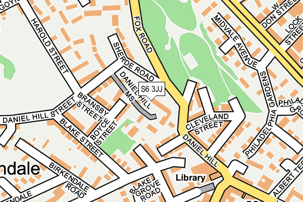 S6 3JJ map - OS OpenMap – Local (Ordnance Survey)