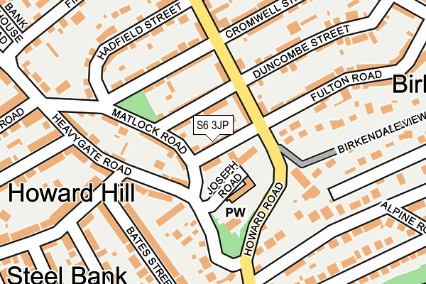 S6 3JP map - OS OpenMap – Local (Ordnance Survey)