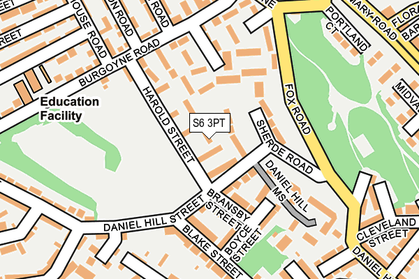 S6 3PT map - OS OpenMap – Local (Ordnance Survey)