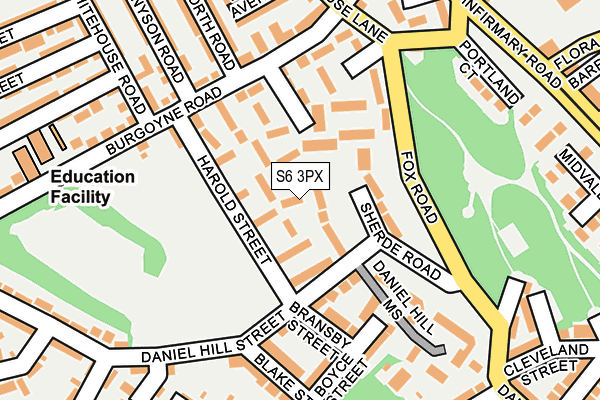 S6 3PX map - OS OpenMap – Local (Ordnance Survey)