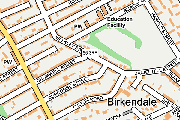 S6 3RF map - OS OpenMap – Local (Ordnance Survey)
