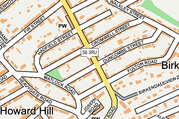 S6 3RU map - OS OpenMap – Local (Ordnance Survey)