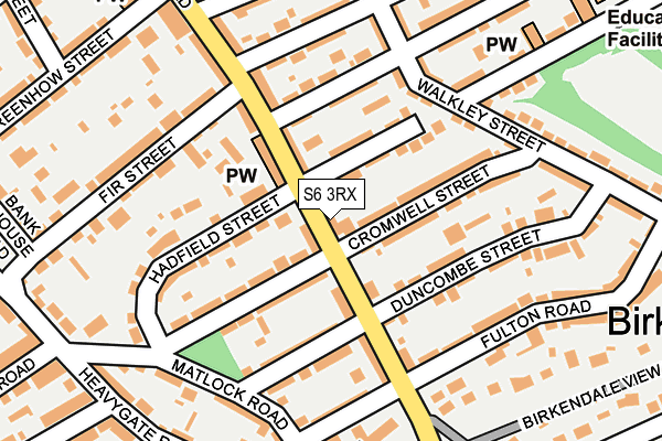 S6 3RX map - OS OpenMap – Local (Ordnance Survey)