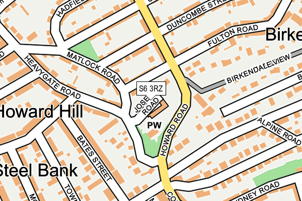 S6 3RZ map - OS OpenMap – Local (Ordnance Survey)