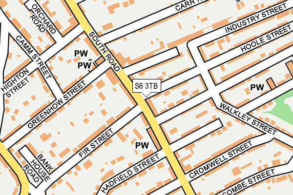 S6 3TB map - OS OpenMap – Local (Ordnance Survey)