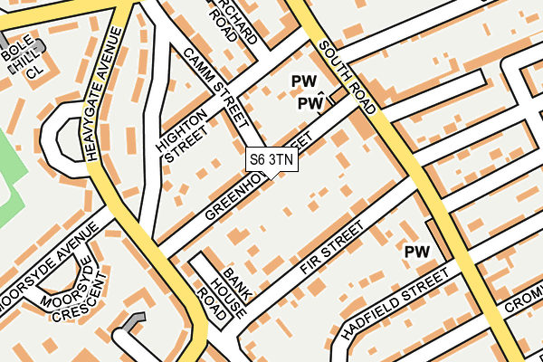 S6 3TN map - OS OpenMap – Local (Ordnance Survey)