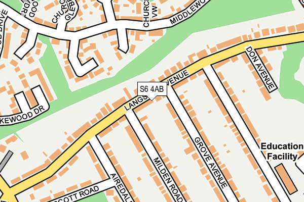 S6 4AB map - OS OpenMap – Local (Ordnance Survey)