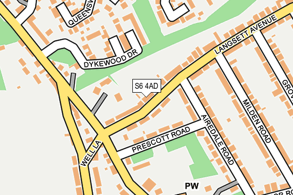 S6 4AD map - OS OpenMap – Local (Ordnance Survey)