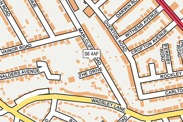 S6 4AF map - OS OpenMap – Local (Ordnance Survey)