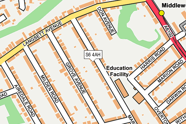 S6 4AH map - OS OpenMap – Local (Ordnance Survey)