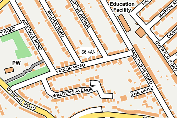 S6 4AN map - OS OpenMap – Local (Ordnance Survey)