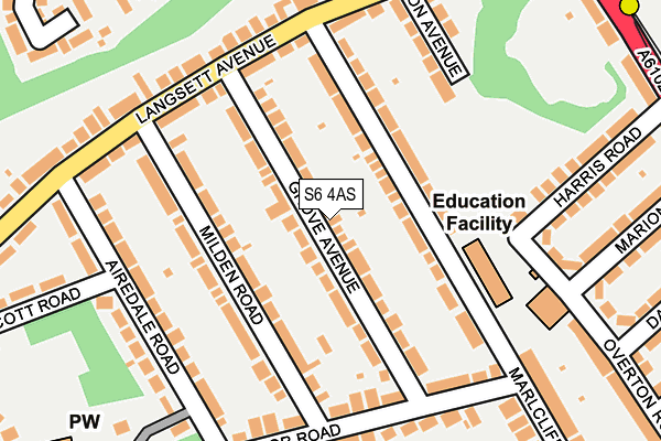 S6 4AS map - OS OpenMap – Local (Ordnance Survey)