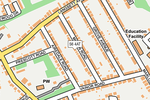 S6 4AT map - OS OpenMap – Local (Ordnance Survey)