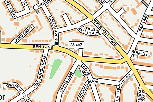 S6 4AZ map - OS OpenMap – Local (Ordnance Survey)