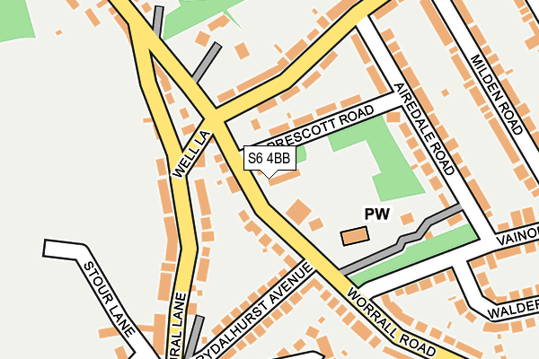 S6 4BB map - OS OpenMap – Local (Ordnance Survey)