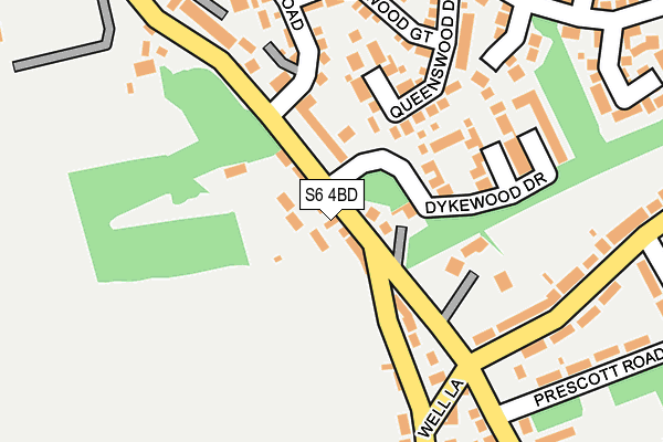 S6 4BD map - OS OpenMap – Local (Ordnance Survey)