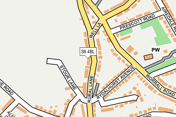S6 4BL map - OS OpenMap – Local (Ordnance Survey)