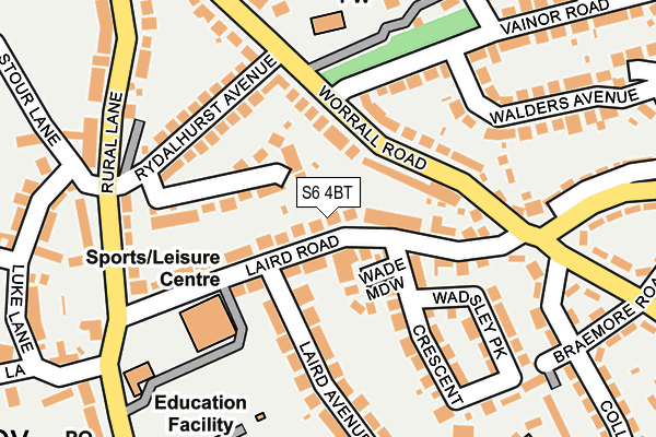 S6 4BT map - OS OpenMap – Local (Ordnance Survey)