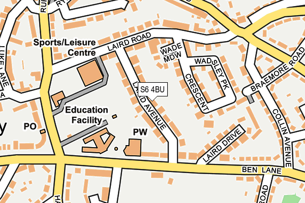 S6 4BU map - OS OpenMap – Local (Ordnance Survey)