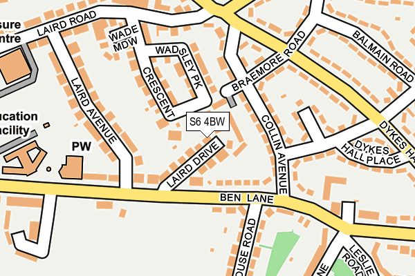 S6 4BW map - OS OpenMap – Local (Ordnance Survey)