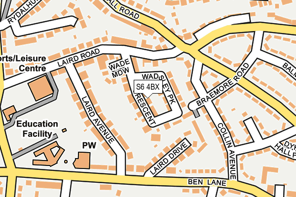 S6 4BX map - OS OpenMap – Local (Ordnance Survey)