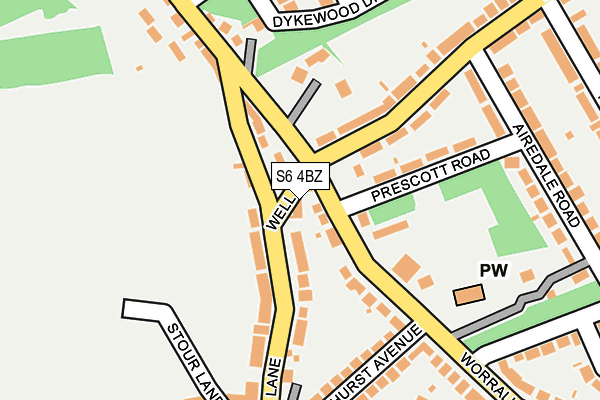 S6 4BZ map - OS OpenMap – Local (Ordnance Survey)