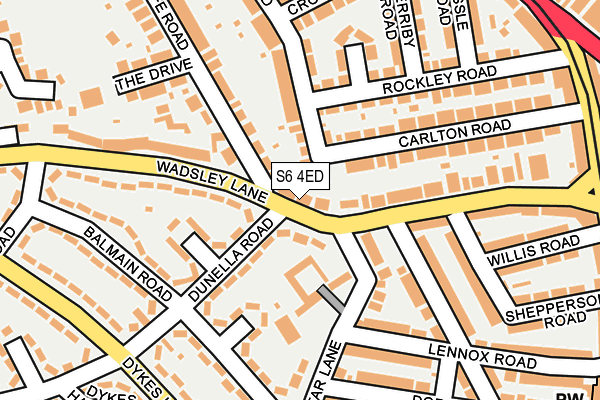 S6 4ED map - OS OpenMap – Local (Ordnance Survey)