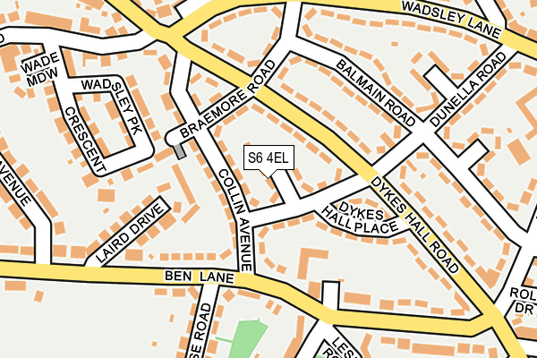 S6 4EL map - OS OpenMap – Local (Ordnance Survey)