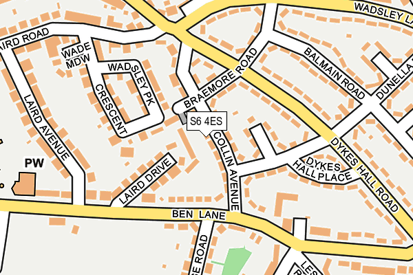 S6 4ES map - OS OpenMap – Local (Ordnance Survey)