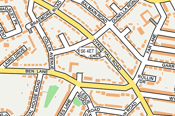 S6 4ET map - OS OpenMap – Local (Ordnance Survey)
