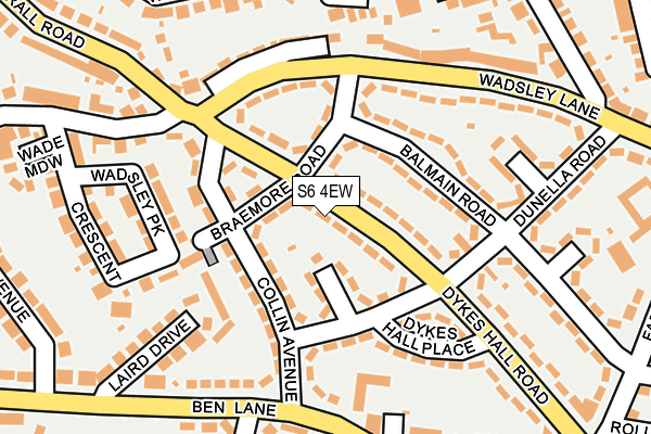 S6 4EW map - OS OpenMap – Local (Ordnance Survey)